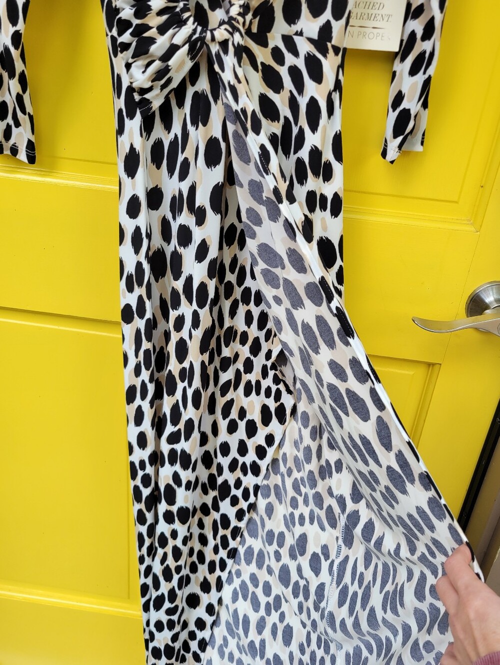 NWT Boston Proper Animal Print Maxi Dress Ring Detail Long Sleeve Beige Multi Si - Picture 4 of 13